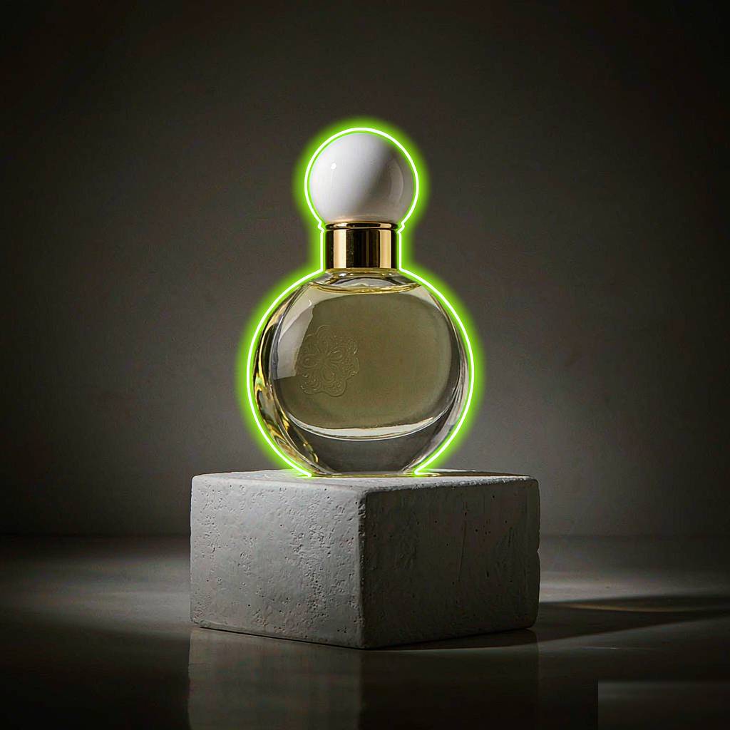 A glowing selection outline isolating a product in a photo editing interface