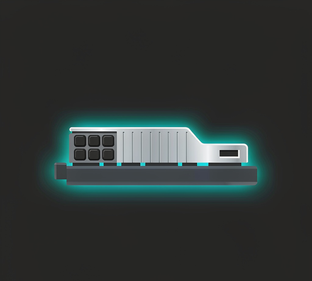A modern graphics card with glowing accents, the heart of local AI image generation
