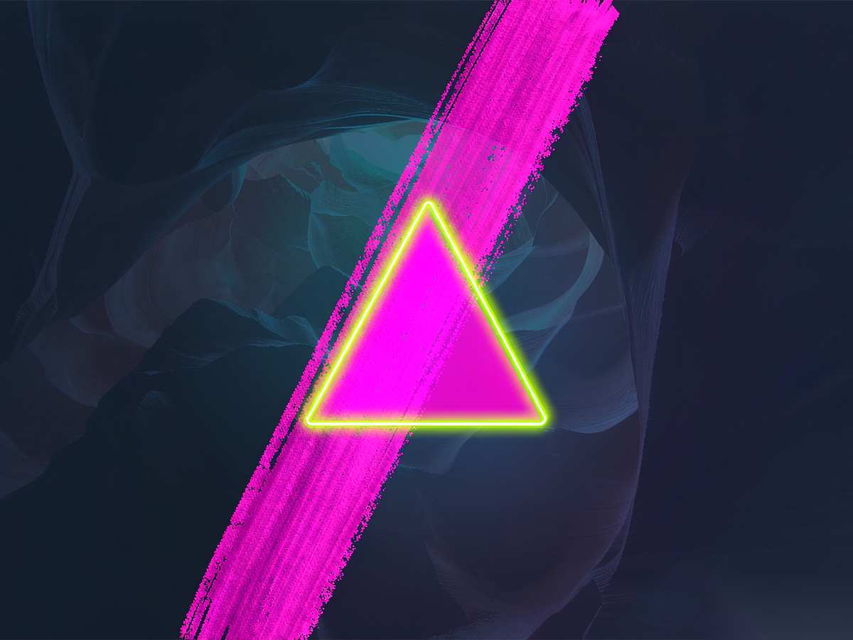 A magenta marker region on a dark photo transforming into a new object