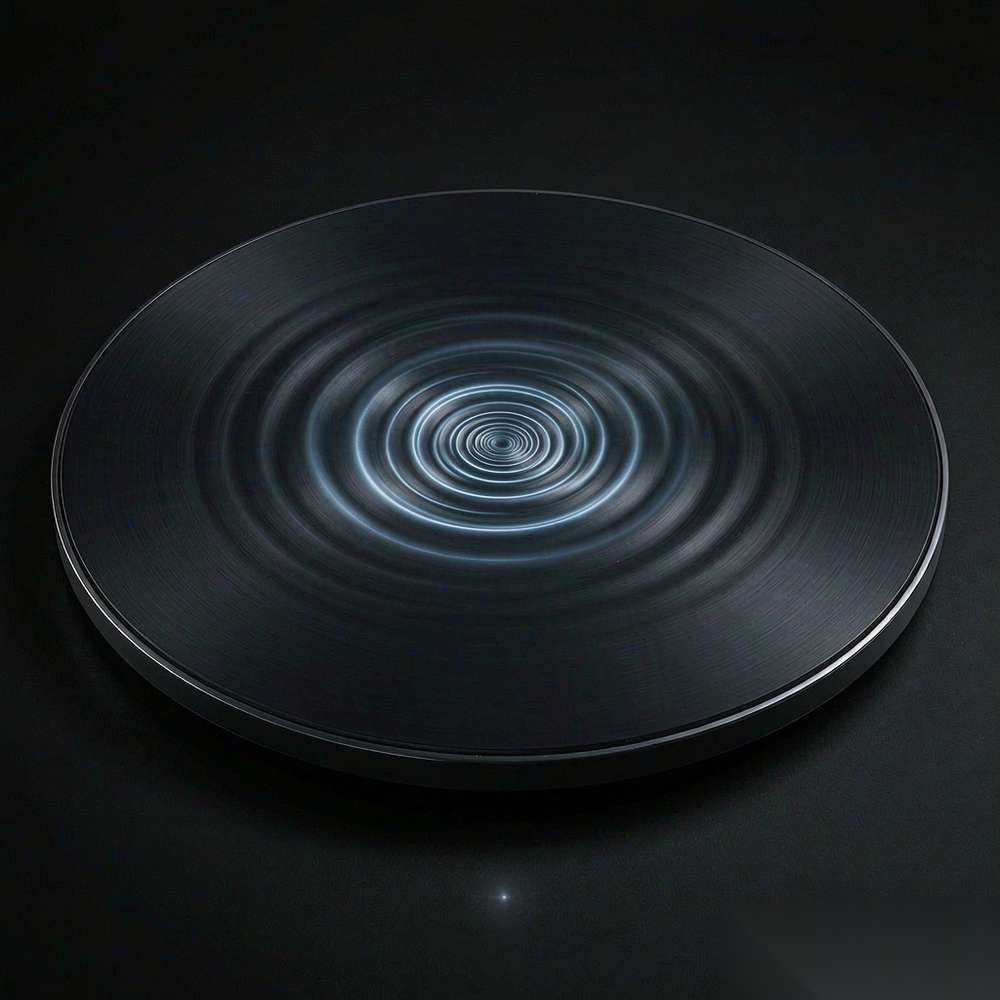 A pair of glowing concentric arcs meeting almost instantly instead of leaving a gap, like two voices overlapping in a conversation, with a thin timer line barely past zero